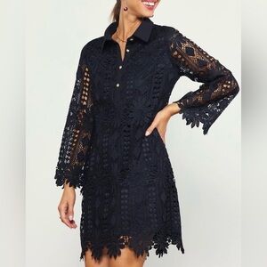 NWT Skies Are Blue Black Floral Lace Top